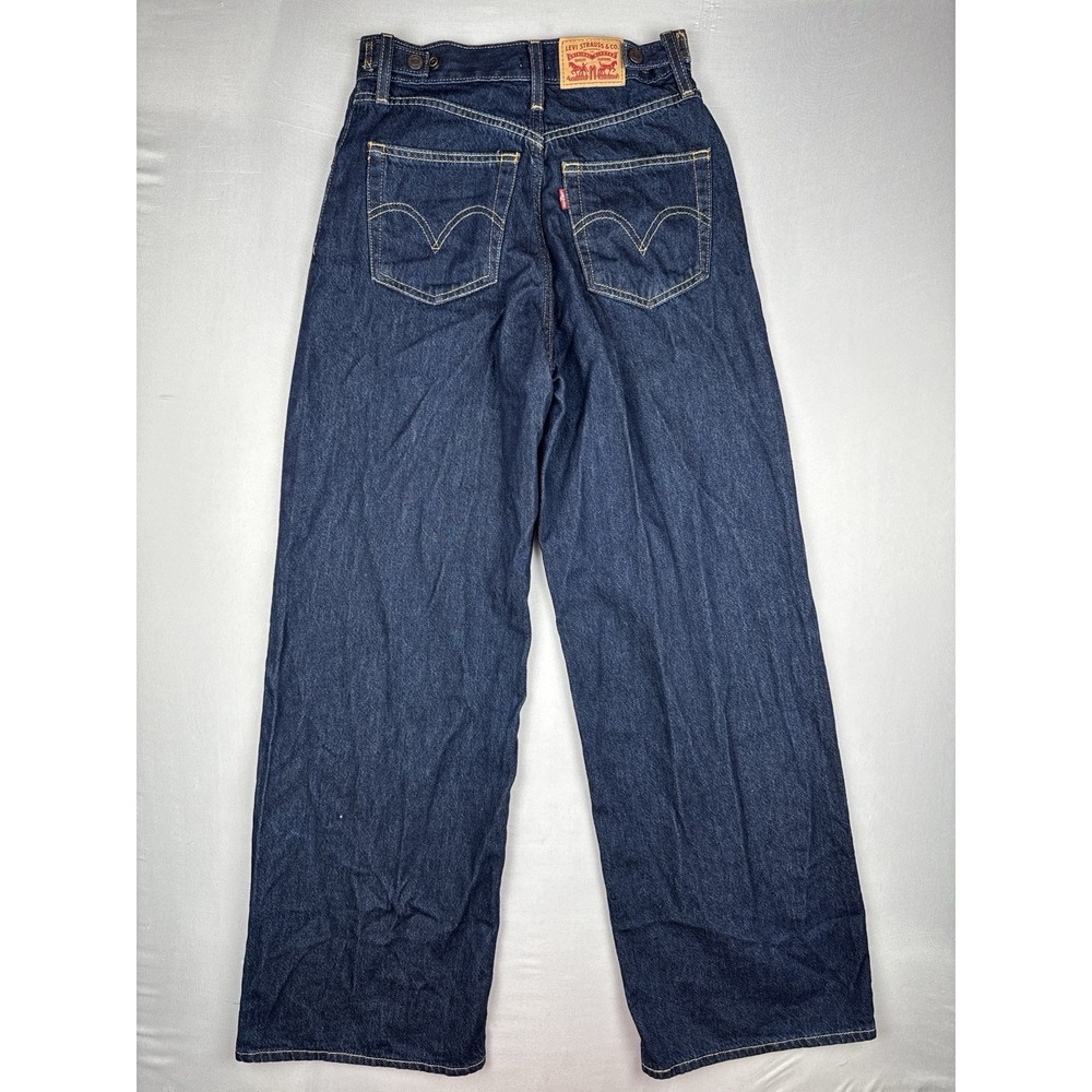 Levi's Cinch Baggy Wide Leg Jeans Dark Wash Denim 24x31 Relaxed High Rise - Picture 6 of 15